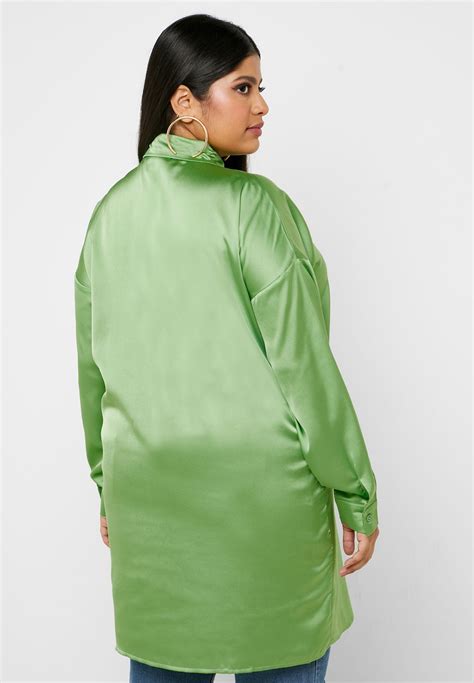 Buy Missguided Curve Green Plus Size Satin Shirt For Women In Mena