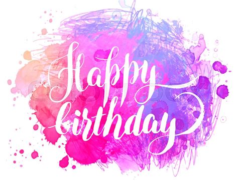 Happy Birthday Watercolor Greeting Stock Vector Colourbox