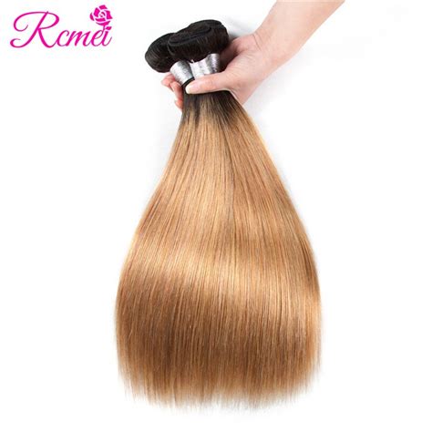 Rcmei Omber Hair Bundles Honey Blonde Pre Colored Brazilian Straight