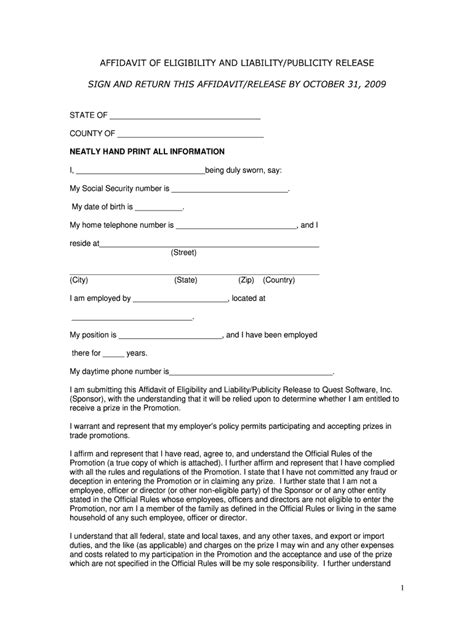 Affidavit Of Eligibility 2020 2022 Fill And Sign Printable Template