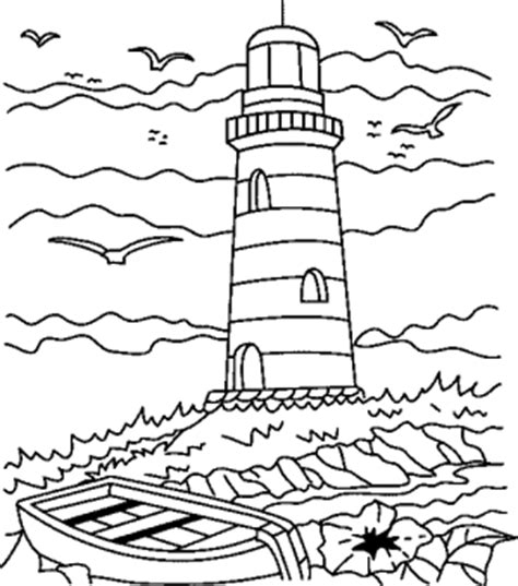 Auf unserer malvorlage siehst du einen leuchtturm am strand. Leuchtturm Mit Kleinem Boot Ausmalbild & Malvorlage (Gemischt)