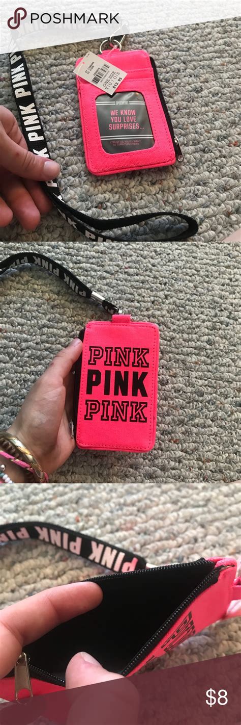 Pink Vs Id Wallet With Lanyard Victoria Secret Pink Accessories Id
