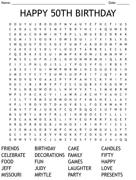 Birthday Word Search Puzzle Birthday Word Search Rohan Woods