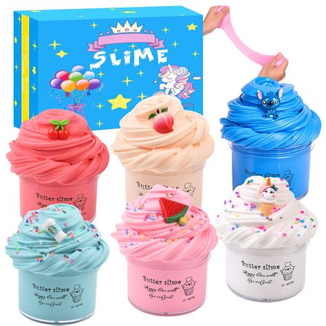 Buy Petyuioyu 6 Pack Butter Slime With Pink Watermelon White Slime And