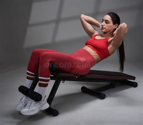Athletic Fitness Woman Working Out Studio Shot Stock Image Image Of