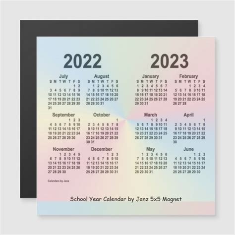 2022 2023 Rainbow School Year Calendar By Janz