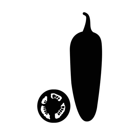 Jalapeno Black And White Icon Silhouette Design Element On Isolated