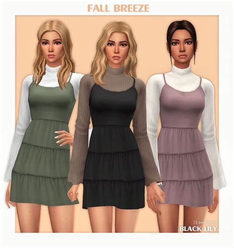 Fall Breeze Dress Black Lily On Patreon In 2021 Sims 4 Dresses