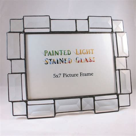 Hand Made 5x7 Stained Glass Bevel Picture Frame By Painted Light Stained Glass