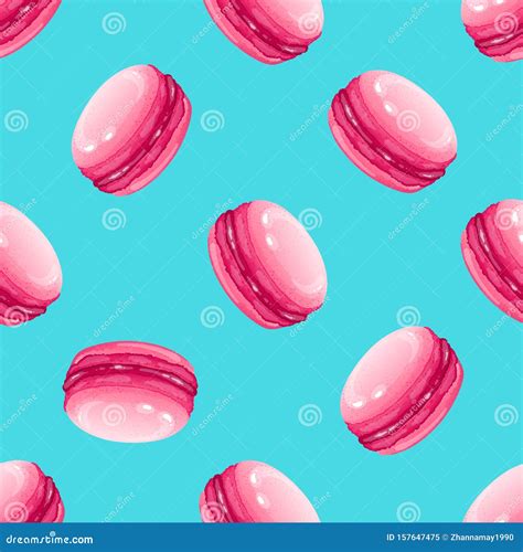 Bright Vector Seamless Pattern With Realistic Macarons Stock Vector