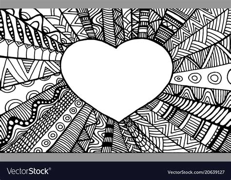 Coloring Page Romantic Ornamental Frame Heart Vector Image