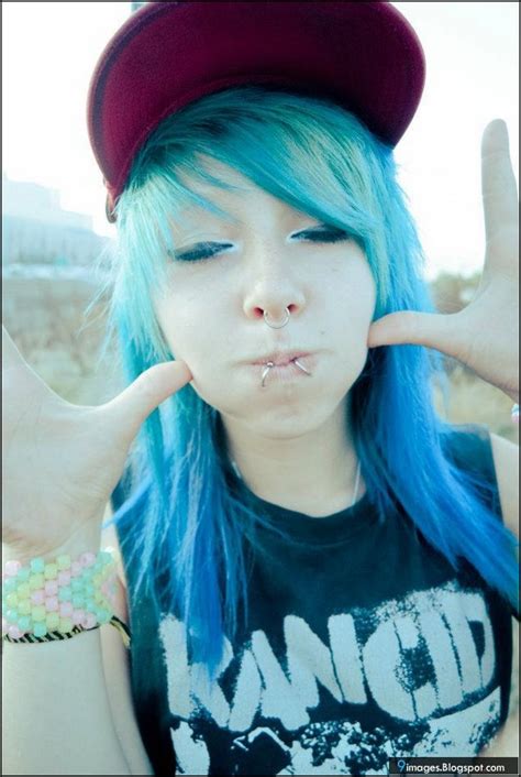 Emo Girl Cute Blue Hair Adorable