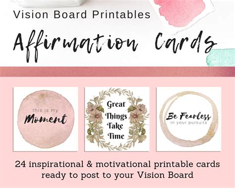 Vision Board Affirmation Cards Goal Cards Vision Board Printables