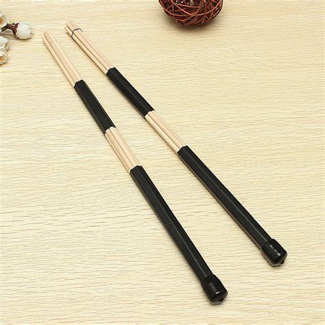 1 Pair Black Wooden Drumsticks Rods Professional Drum Sticks Rubber