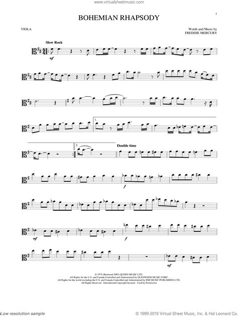 Bohemian Rhapsody Sheet Music For Viola Solo Pdf Interactive