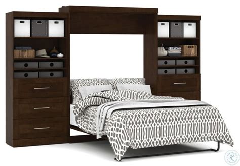 Pur Chocolate 136 Queen Wall Drawer Storage Bed From Bestar 26886 69