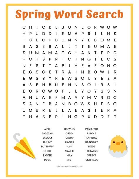 Spring Word Search Printable Spring Word Search Spring Words Word