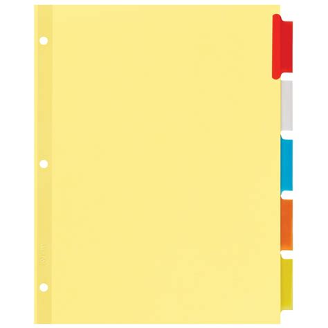 Avery Insertable Paper Divider Color Big Tab 5 Tab 8pk 11403