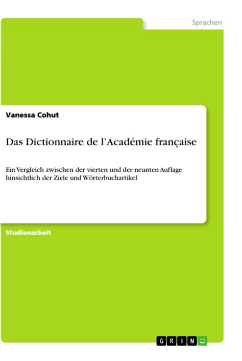 Das Dictionnaire De Lacadémie Française Grin