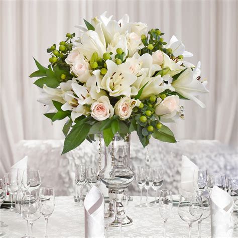 White Wedding Centerpieces Graceful Elegance Pack 5 Ebloomsdirect