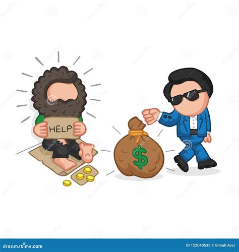 Homeless Man And Rich Man Character Vector Illustration Cartoondealer