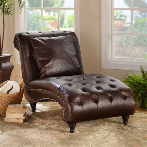 Lounge In Luxury With Our Brown Leather Chaise Lounge The Curved Back And Body Provide A