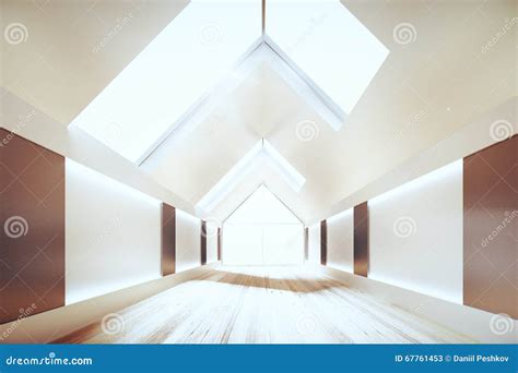 Modern Room Interior With Triangle Ceiling And Wooden Floor 3d Stock