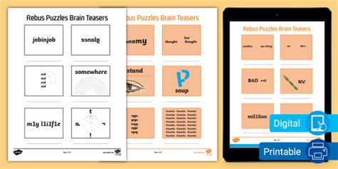 Rebus Puzzles Brain Teasers For Sixth Grade Teacher Made
