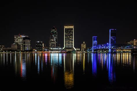 Jacksonville Fl At Night Photograph By Michael Bondanza