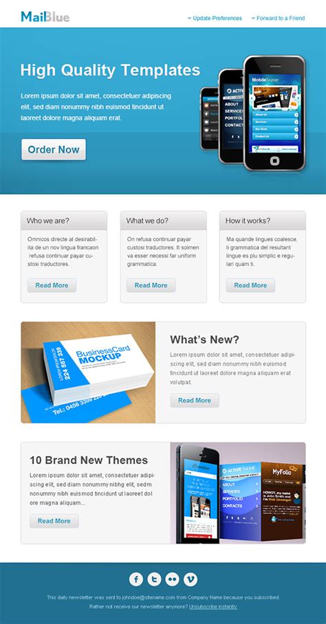 Business Email Template In Blue Colors Free Mail Templates