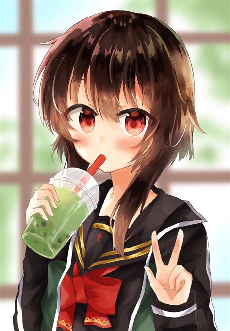 Cute Anime Girl Drinking Boba Wallpapers WallpaperSafari