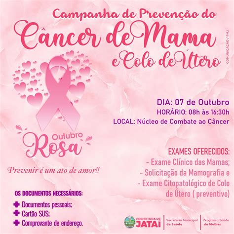 Outubro Rosa Campanha De Prevenção Do Câncer De Mama E Colo De Útero