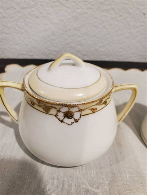 Vintage Hand Painted Nippon Creamer And Sugar Bowl Gold Etsy