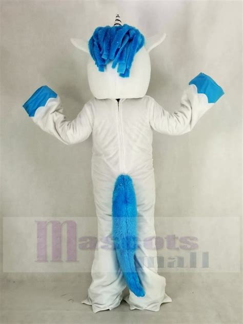 Unicorn With Blue Mane Mascot Costume Cartoon