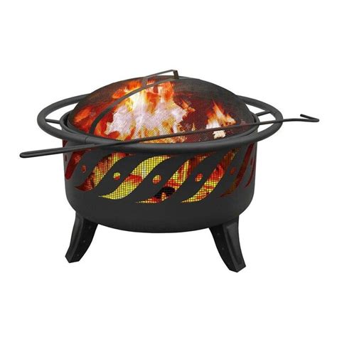 Landmann fire pit cover, elastic bottom ensures snug fit. LANDMANN USA Patio Lights 29.5-in W Black Steel Wood ...