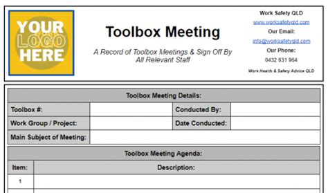 Free Toolbox Meeting Template For Queensland Work Safety QLD