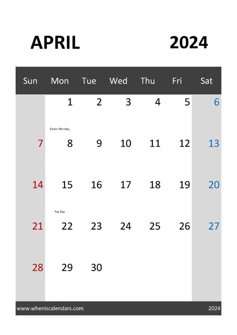 Download April 2024 Calendar Word Printable A4 Vertical A44313