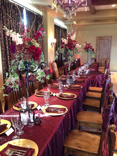The burgundy large flower arrangement was made with realistic flowers in burgundy, blush, ivory and a few dusty rose, accent with white tiny flowers and greeneries. Burgundy centerpieces Hydrangea, dahlias, snap dragons ...