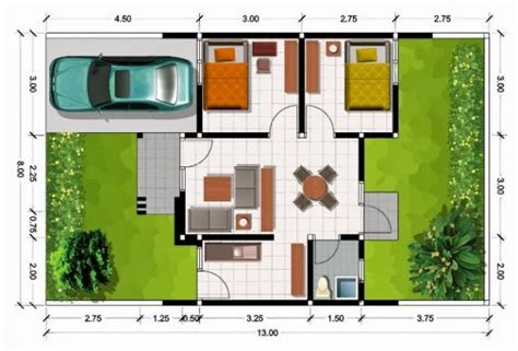 20 Gambar Denah Rumah Ukuran 8x10 3 Kamar Tidur Denah Rumah Denah