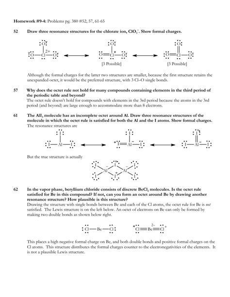 Lewis Structures Part 1 Chem Worksheet 9 4 Answer Key Tutoreorg
