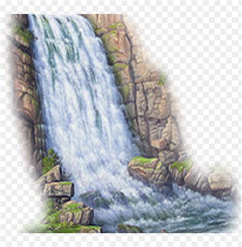 Free Download Hd Png Drawn Waterfall Rock Waterfall Mountain River