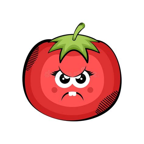 Angry Tomato Cartoon Colored Sketch Stock Vector Illustration Of