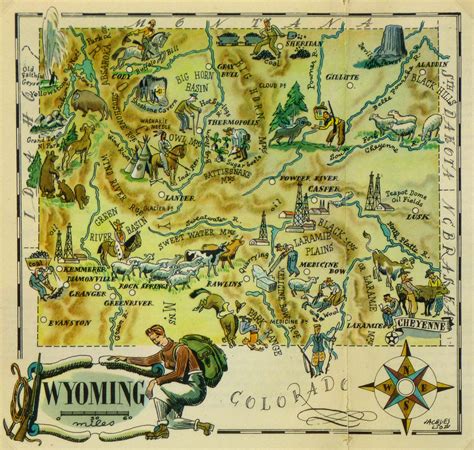 Wyoming Pictorial Map 1946