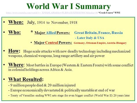 World War 1 Overview Worldjula