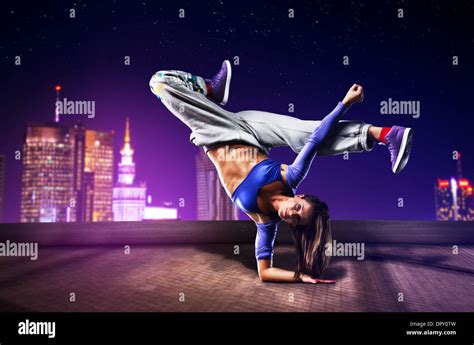 Young Woman Dancing On City Background Stock Photo Alamy