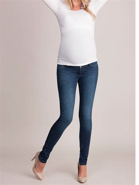 Seraphine Penny Overbump Maternity Skinny Jeans Blue Denim At John Lewis And Partners