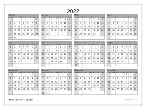 2022 Kalender For Utskrift “35sl” Michel Zbinden No