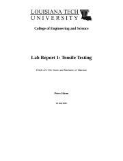 This is a lab report on atterberg limit test done under geotechnical engineering. Tensile testing Lab Report 1 - College of Engineering and ...