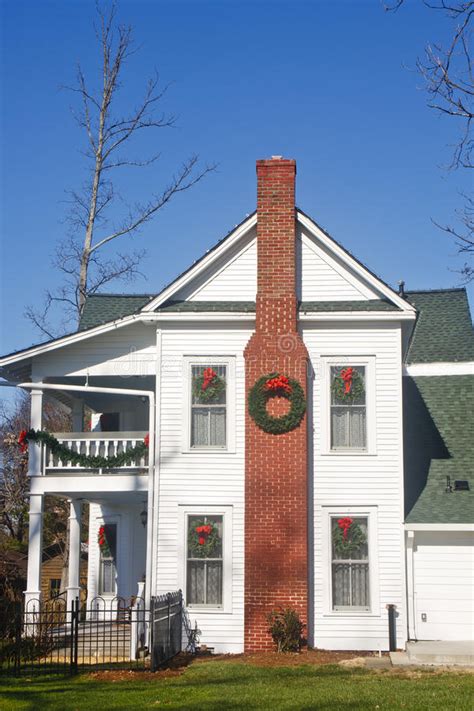 Brick Chimney On An Old Farmhouse At Christmas Stock Image ...