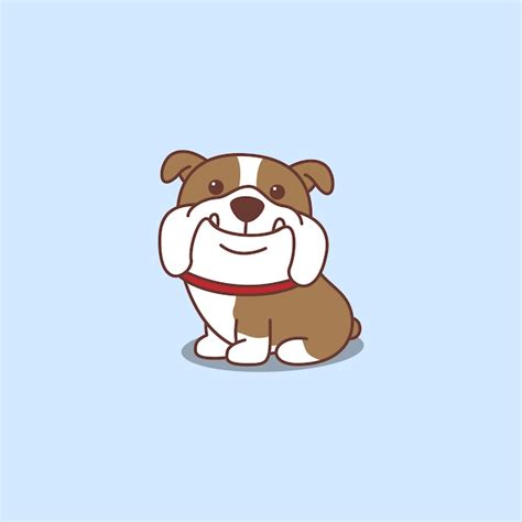 Premium Vector Cute English Bulldog Sitting Cartoon Icon